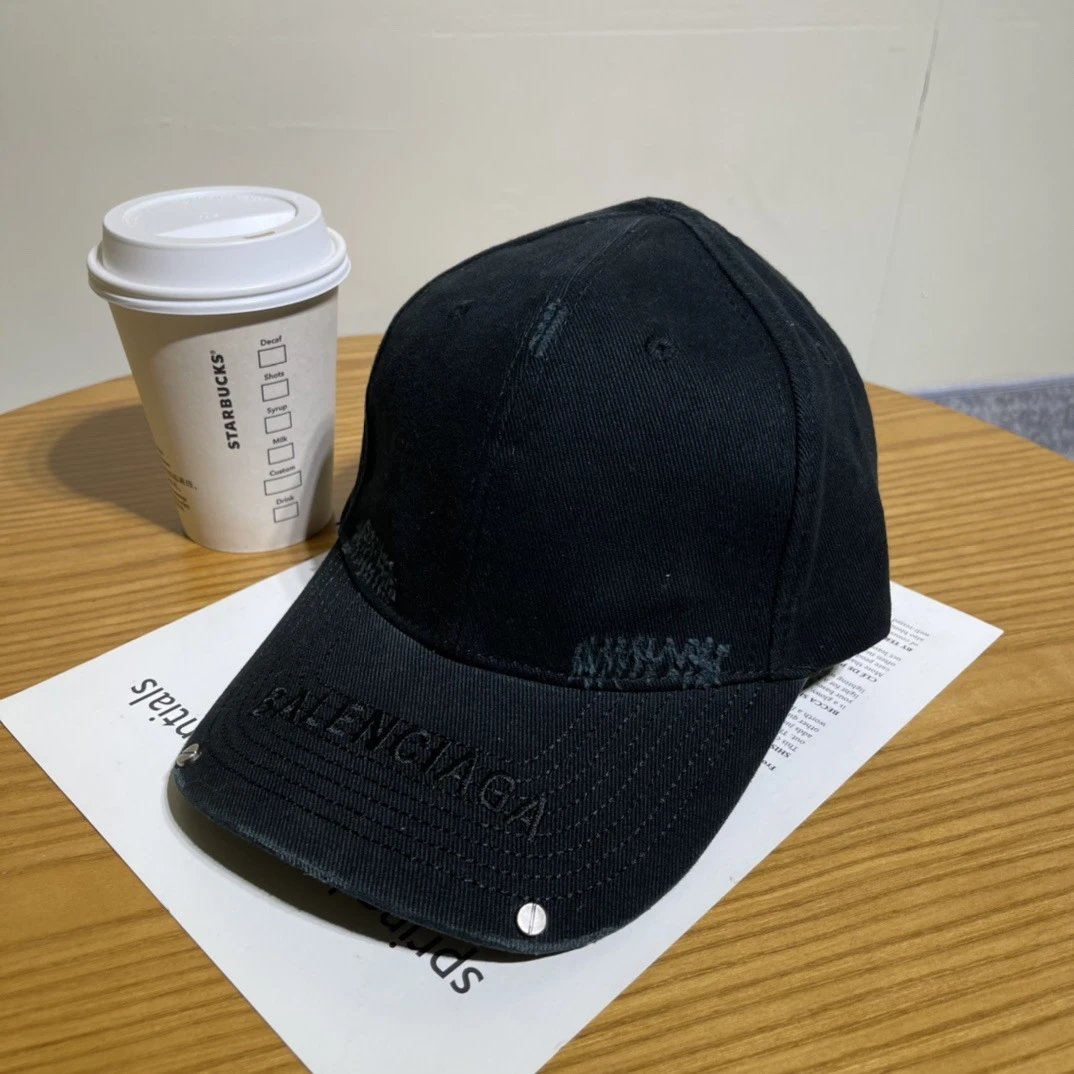 Balenciaga Hats Distressed Embroidered Baseball Cap — 14-1