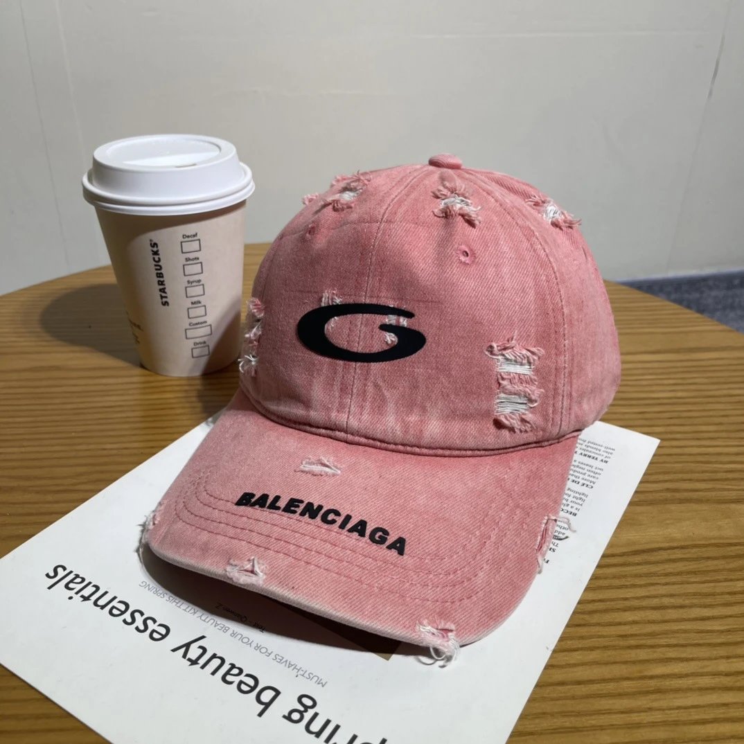 Balenciaga Hats Distressed Embroidered Baseball Cap — 11-3