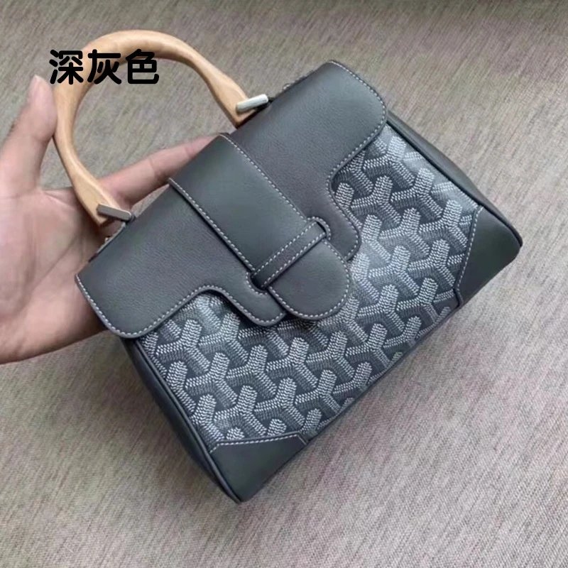 Goyard Handbags Mini Saigon Wooden-Handle Bag — Saigon bag dark gray
