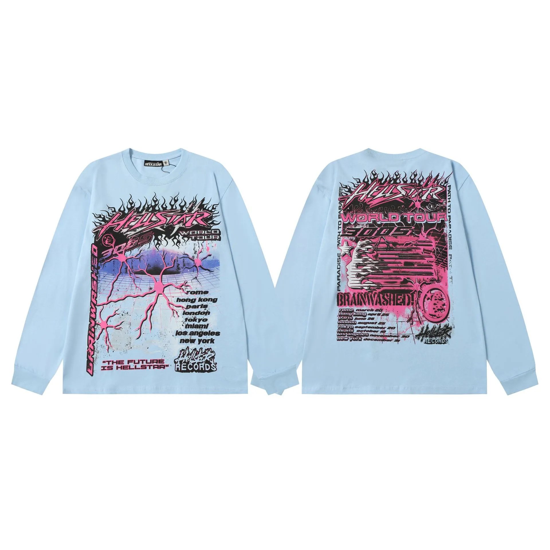 Hellstar T-Shirts Graphic Print Long-Sleeve T-Shirt — 7109 Blue