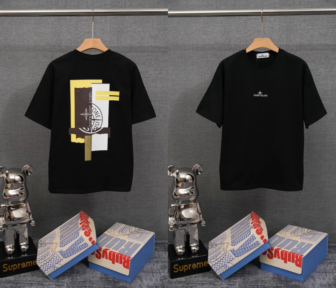 Stone Island T-Shirts Compass Graphic Short-Sleeve T-Shirt — SD 12 Black