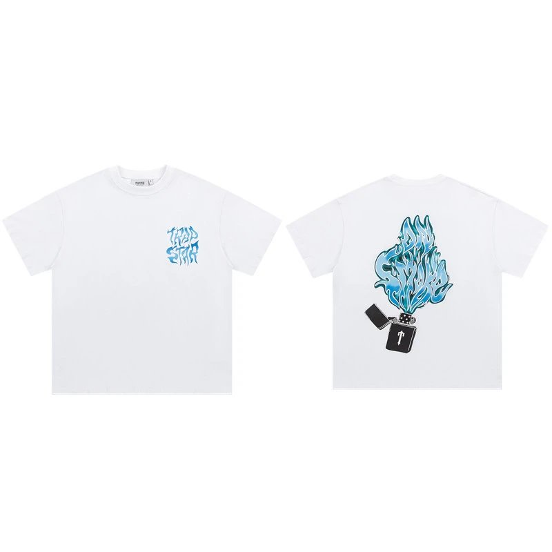 Trapstar T-Shirts Graphic Logo Print — 684 White and blue