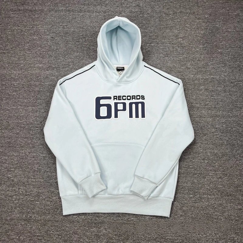6PM Tracksuits Records Logo Hooded Tracksuit — 3008-1 Sky-blue hoodie