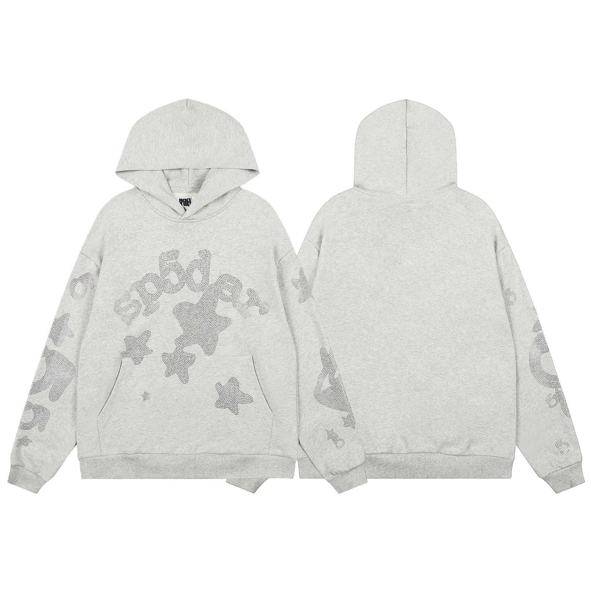 Sp5der Graphic Print Hoodie — 7778 gray