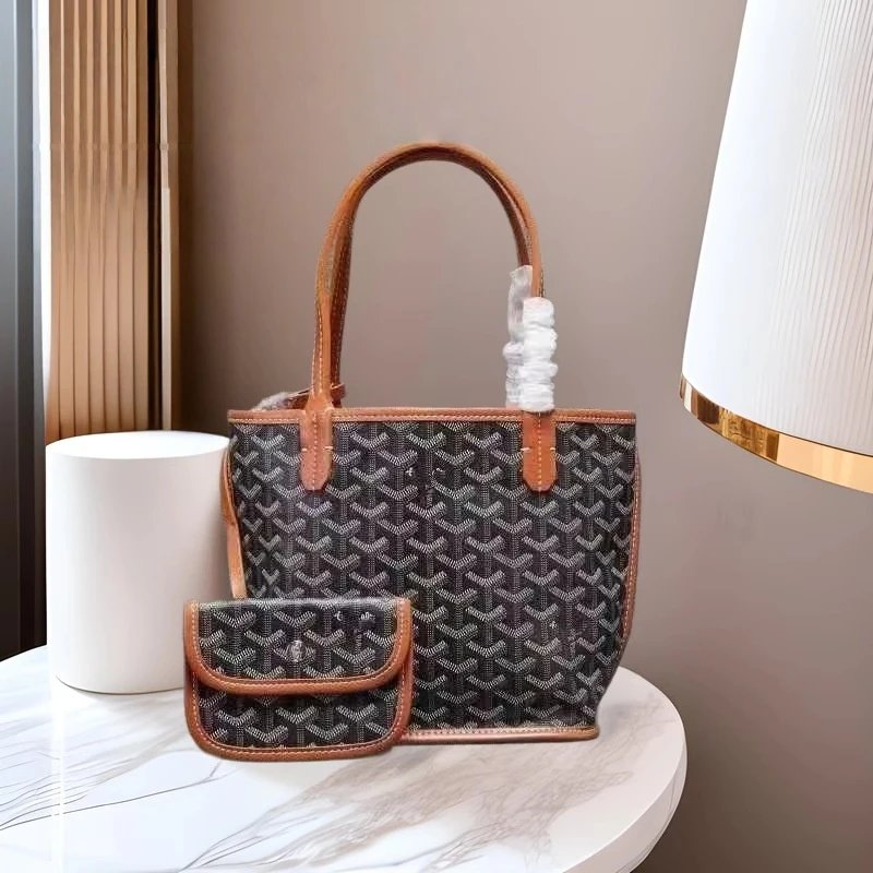 Goyard Backpacks Chevron-pattern flap backpack with top handle — handbag brown 20*20*12 CM