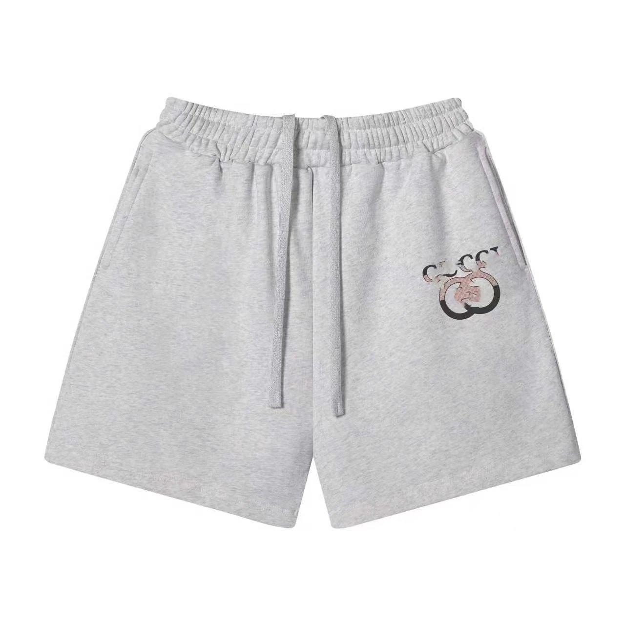 Unbranded Shorts Elastic-waist drawstring with graphic logo print — 30 White and gray