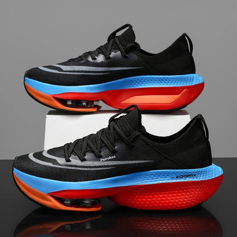 Unbranded Sneakers Knit low-top with visible air-cushion sole — Black and blue P 6