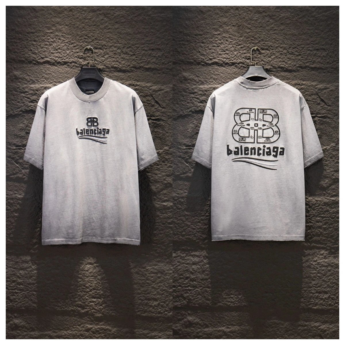 Balenciaga T-Shirts Graphic short-sleeve T-shirt — 5263 Fried ash with reverse bottom