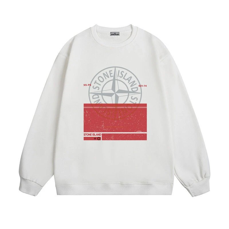 Stone Island Hoodies & Sweatshirts Graphic Crewneck Sweatshirt — 606 White (fleece-lined))