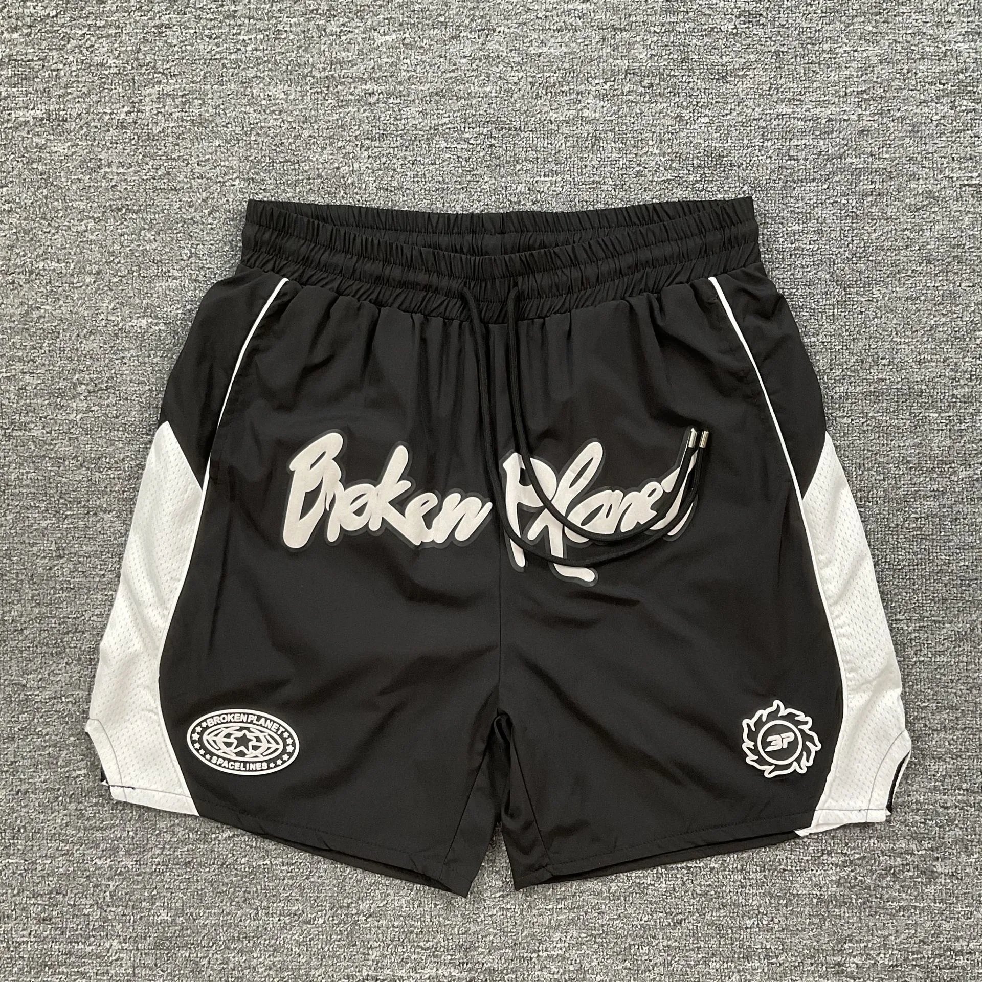 Broken Planet Shorts Graphic Panel Drawstring — 3198 black