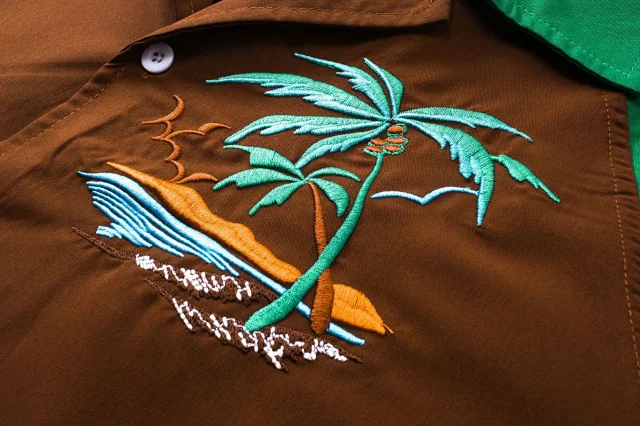 Rhude Shirts Colorblock Palm Tree Embroidered Short-Sleeve Shirt product detail image 28