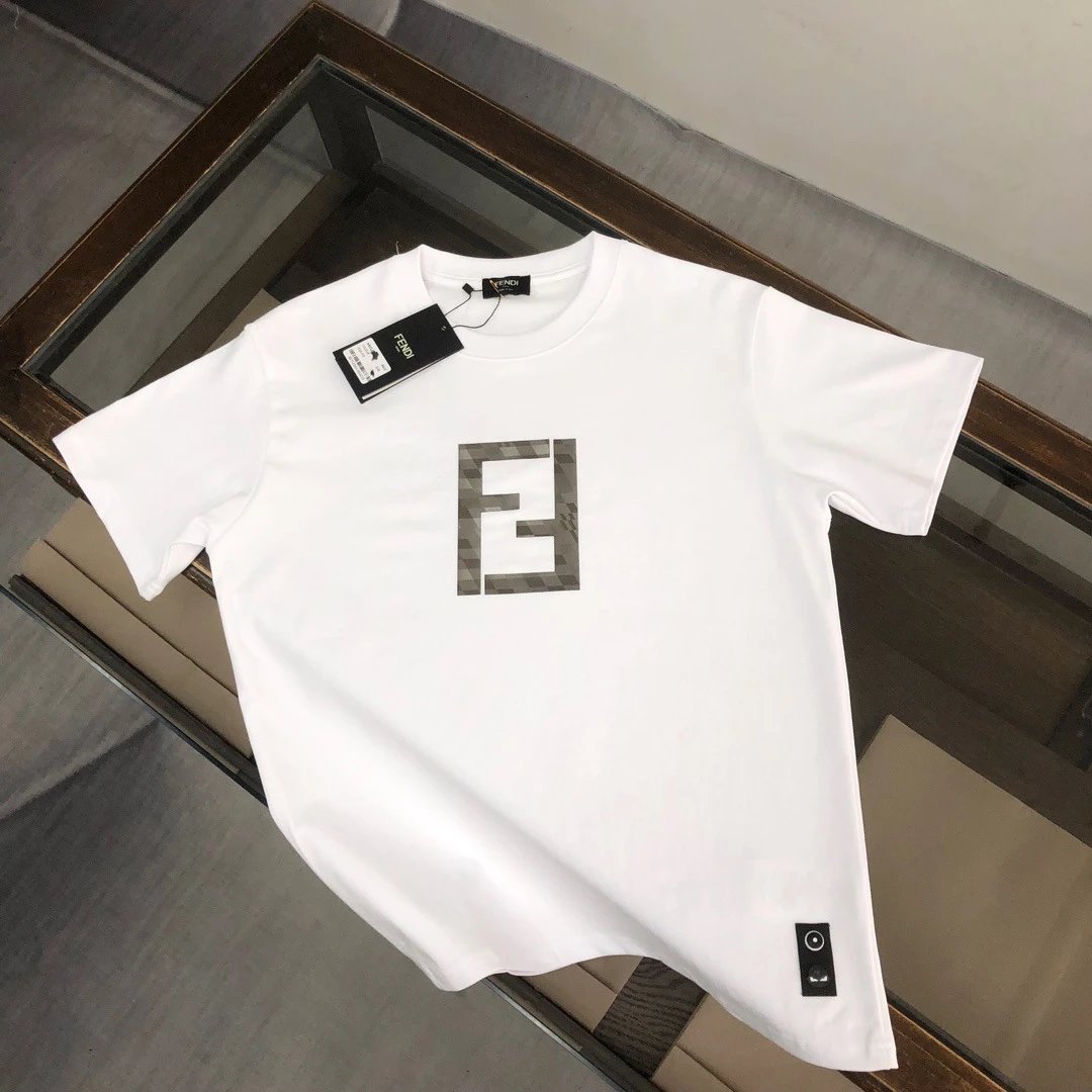 Fendi T-Shirts Short-Sleeve Logo Print — F41