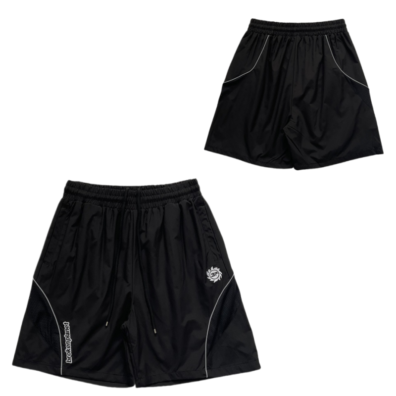 Broken Planet Shorts Drawstring athletic with contrast side panels — A8 black