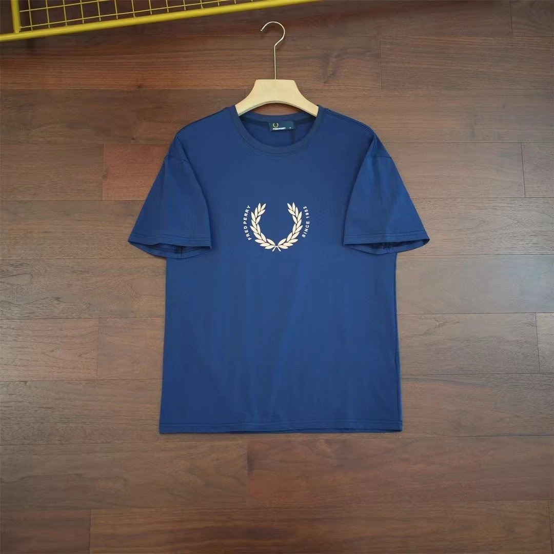 Fred Perry T-Shirts Laurel Wreath Logo Crew Neck T-Shirt — 01 Navy Blue