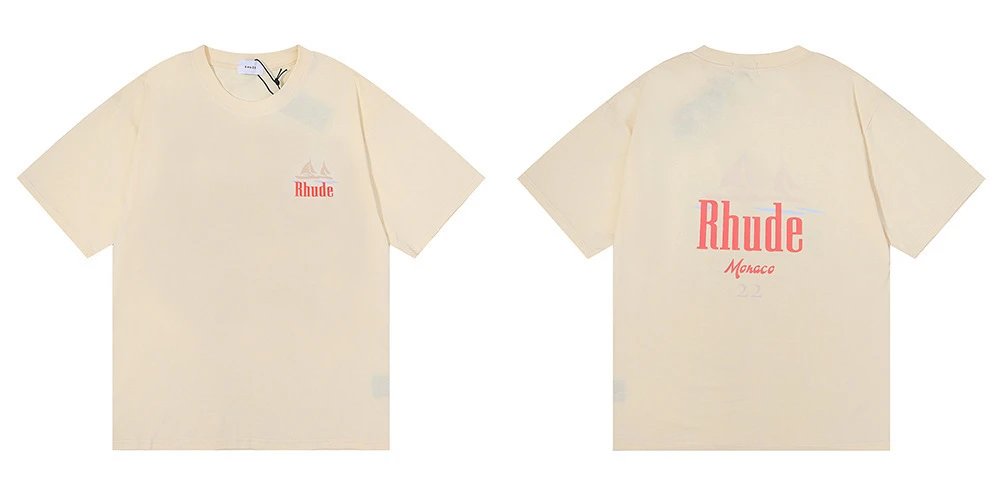 Rhude T-Shirts Graphic Print — 5022 Apricot color