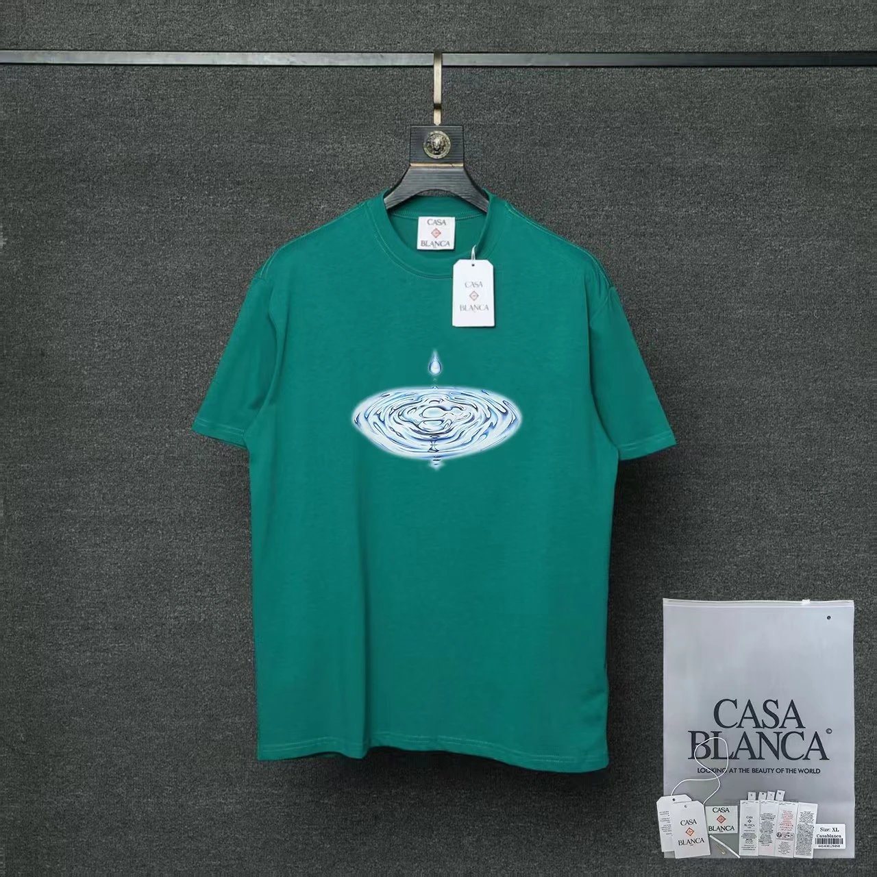 Casablanca T-Shirts Short-Sleeve Graphic Logo T-Shirt — 010 Deep green