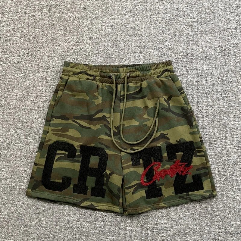 Corteiz Shorts CRTZ logo graphic drawstring — 01 Camouflage green