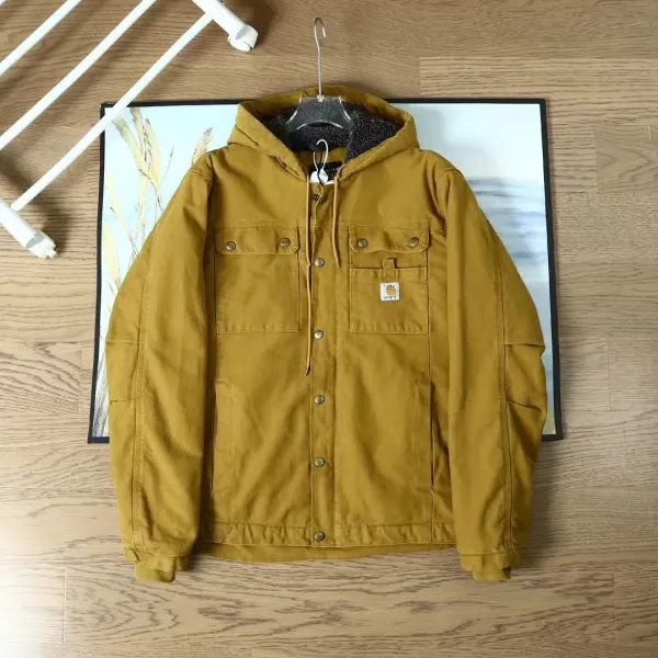 Carhartt WIP Active Jacket Mustard Yellow Hooded Workwear Jacket - 1