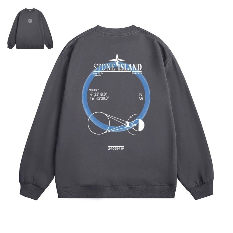 Stone Island Hoodies & Sweatshirts Graphic Crewneck Sweatshirt — 609 dark gray (velvet)