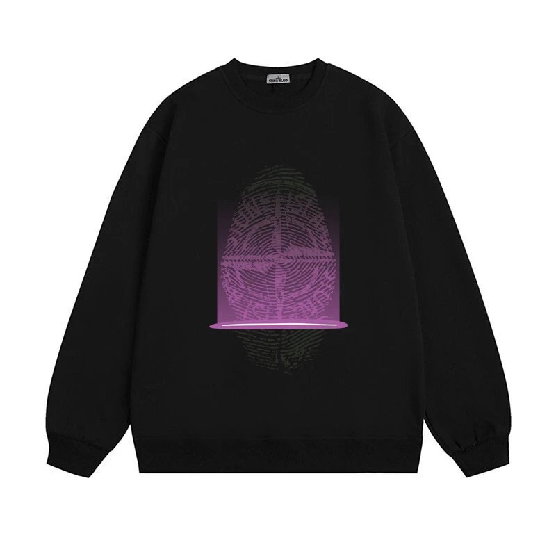 Stone Island Hoodies & Sweatshirts Graphic Crewneck Sweatshirt — 607 Black (fleece-lined))