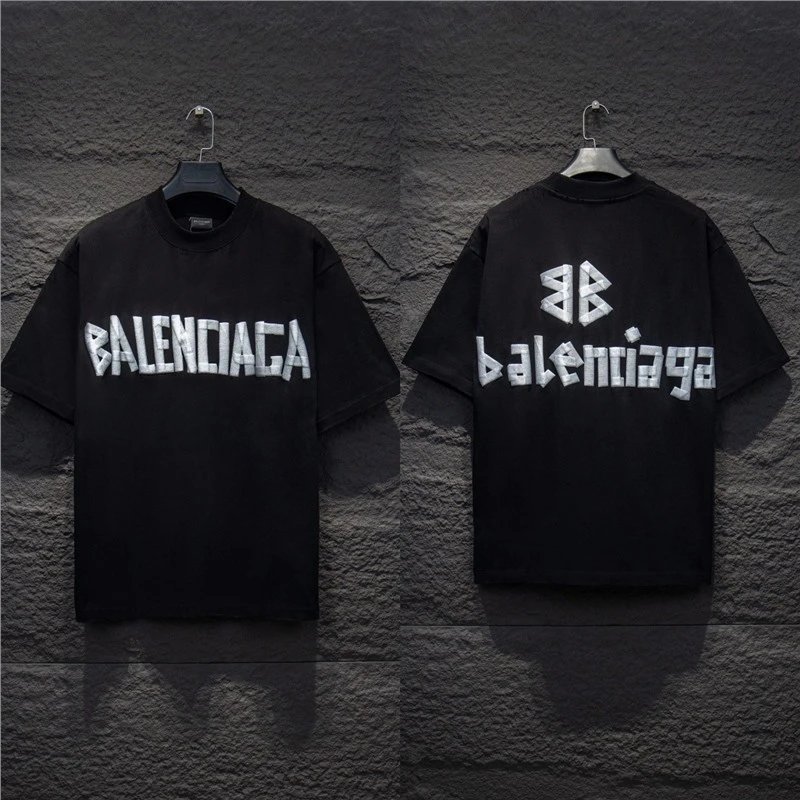 Balenciaga T-Shirts Logo Graphic Oversized Short-Sleeve T-Shirt — 5185 Black