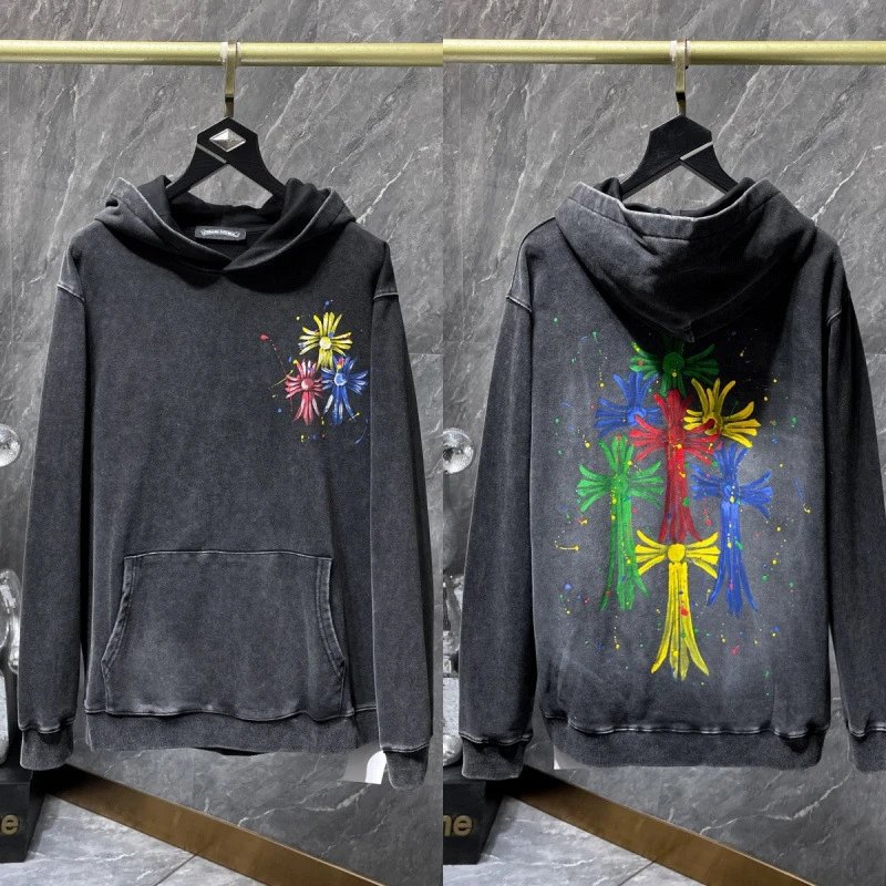 Chrome Hearts Hoodies & Sweatshirts Cross Graphic Pullover Hoodie — 8665 Washed black