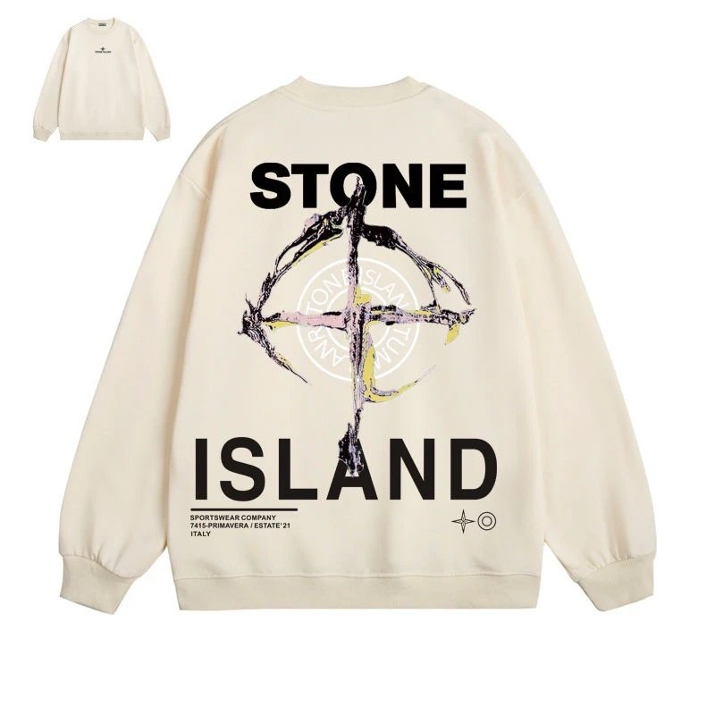 Stone Island Hoodies & Sweatshirts Graphic Crewneck Sweatshirt — 605 Apricot (fleece-lined))