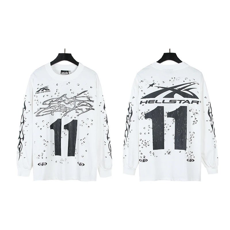Hellstar T-Shirts Graphic Print Long-Sleeve T-Shirt — 571 white