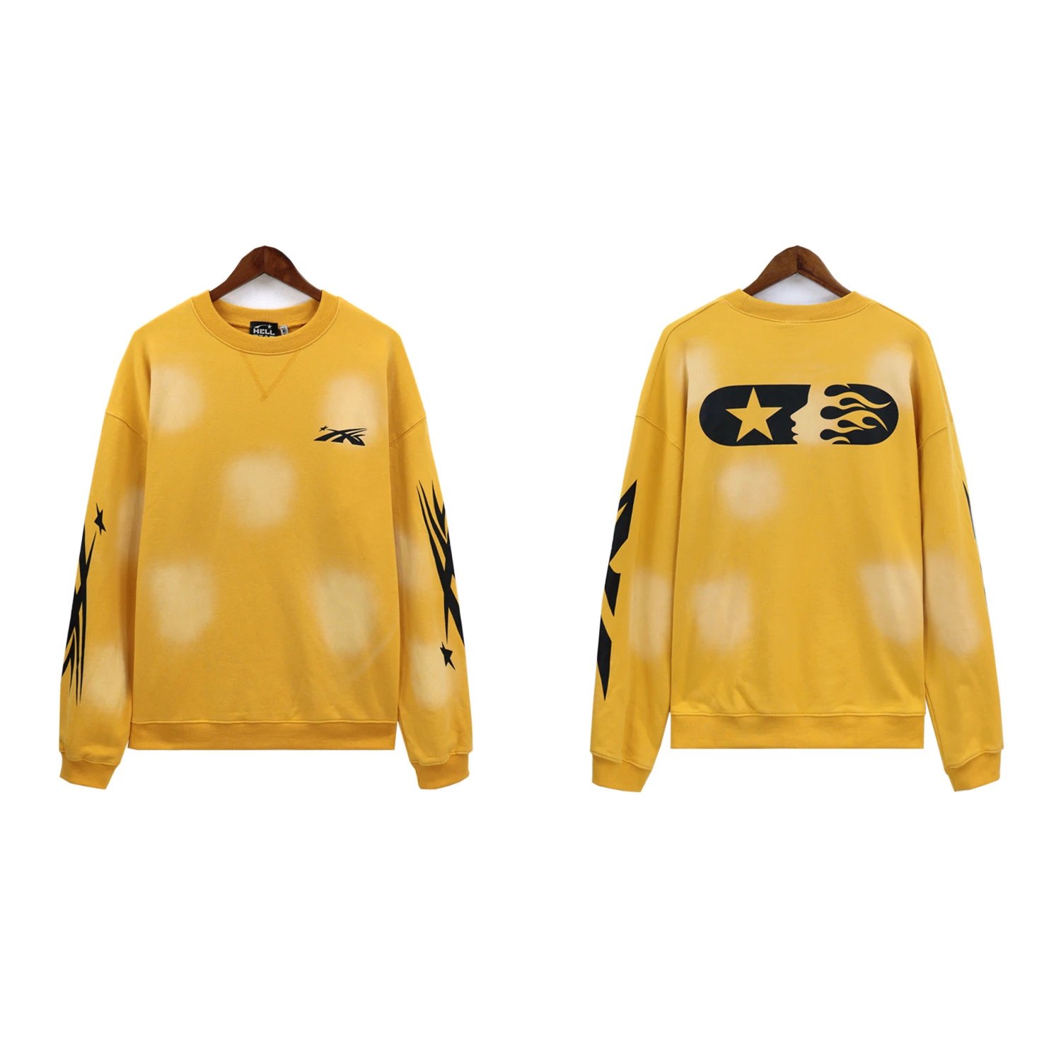 Hellstar Hoodies & Sweatshirts Graphic quarter-zip sweatshirt — 7545 Washed yellow