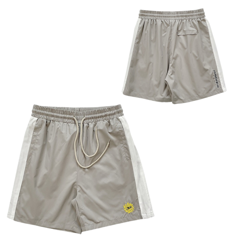 Broken Planet Shorts Drawstring athletic with contrast side panels — A 7 gray