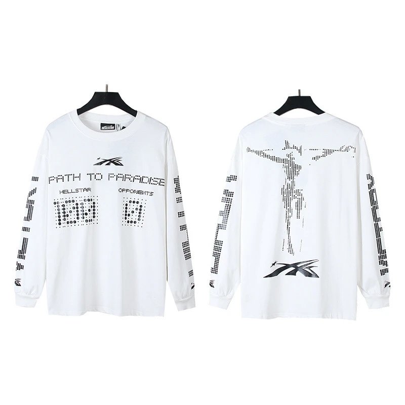 Hellstar T-Shirts Graphic Print Long-Sleeve T-Shirt — 557 white