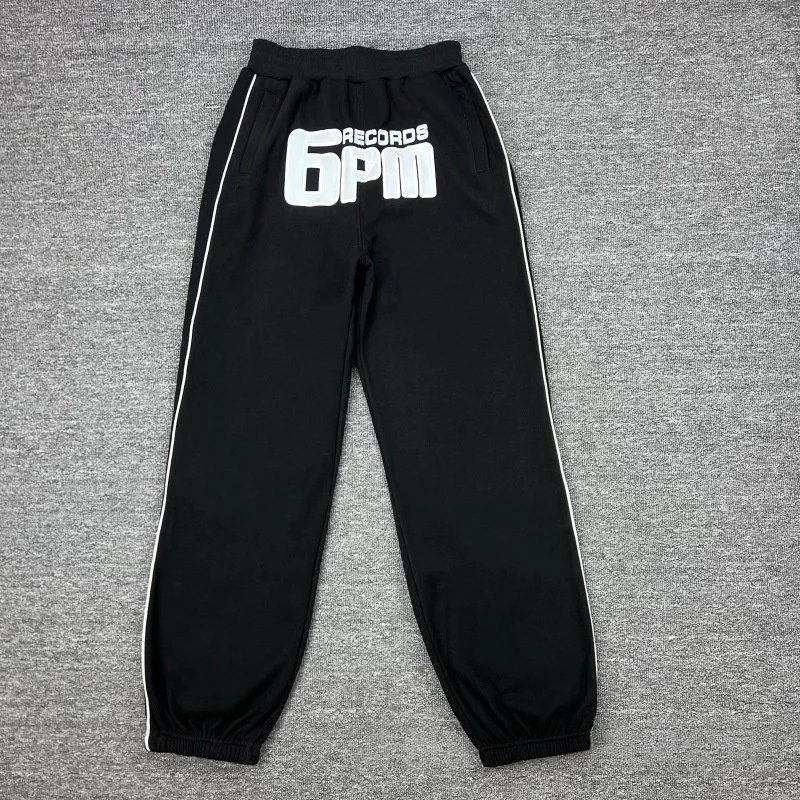 6PM Tracksuits Records Logo Hooded Tracksuit — 3007-2 Black pants