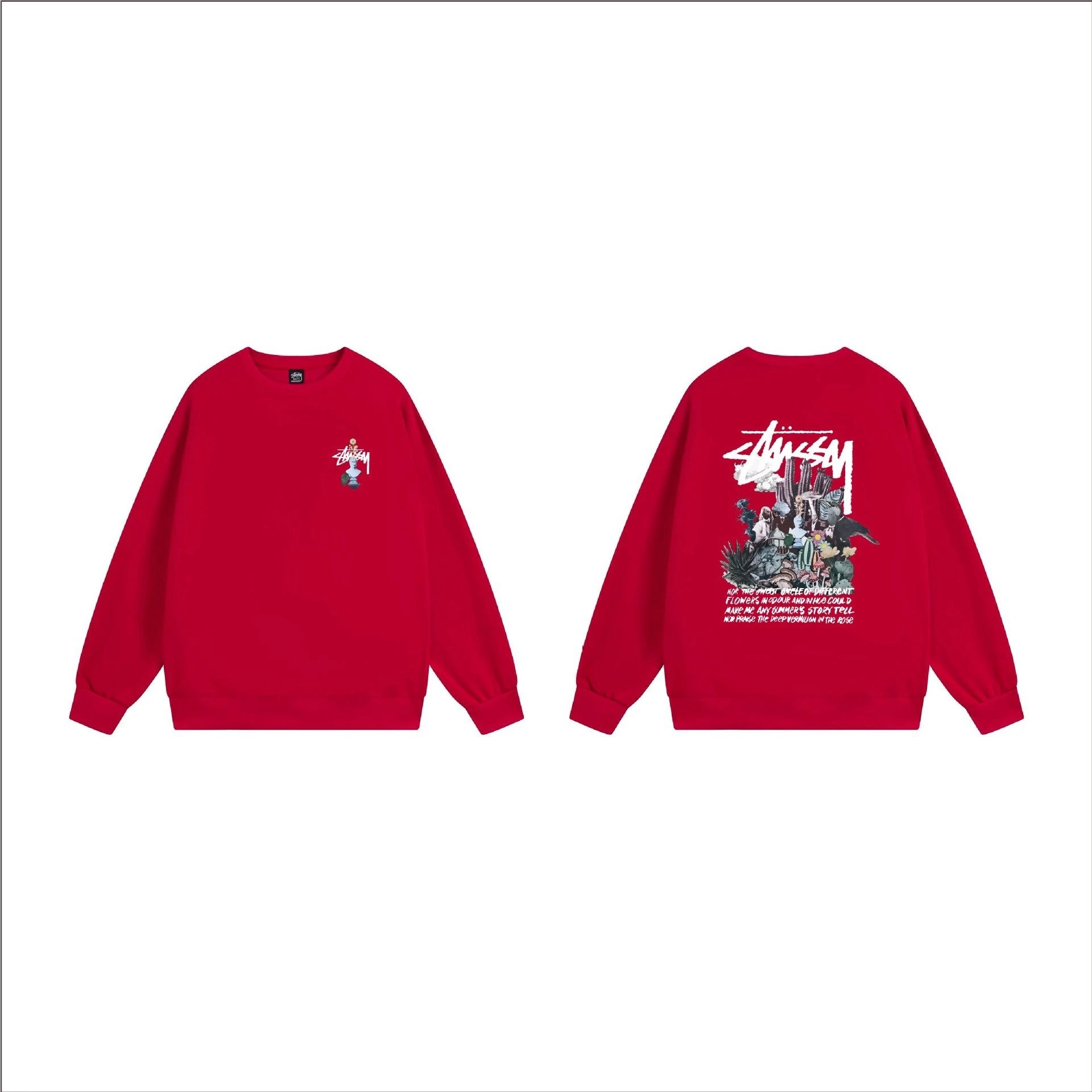 Stüssy Hoodies & Sweatshirts Crewneck Graphic Sweatshirt — 104 red