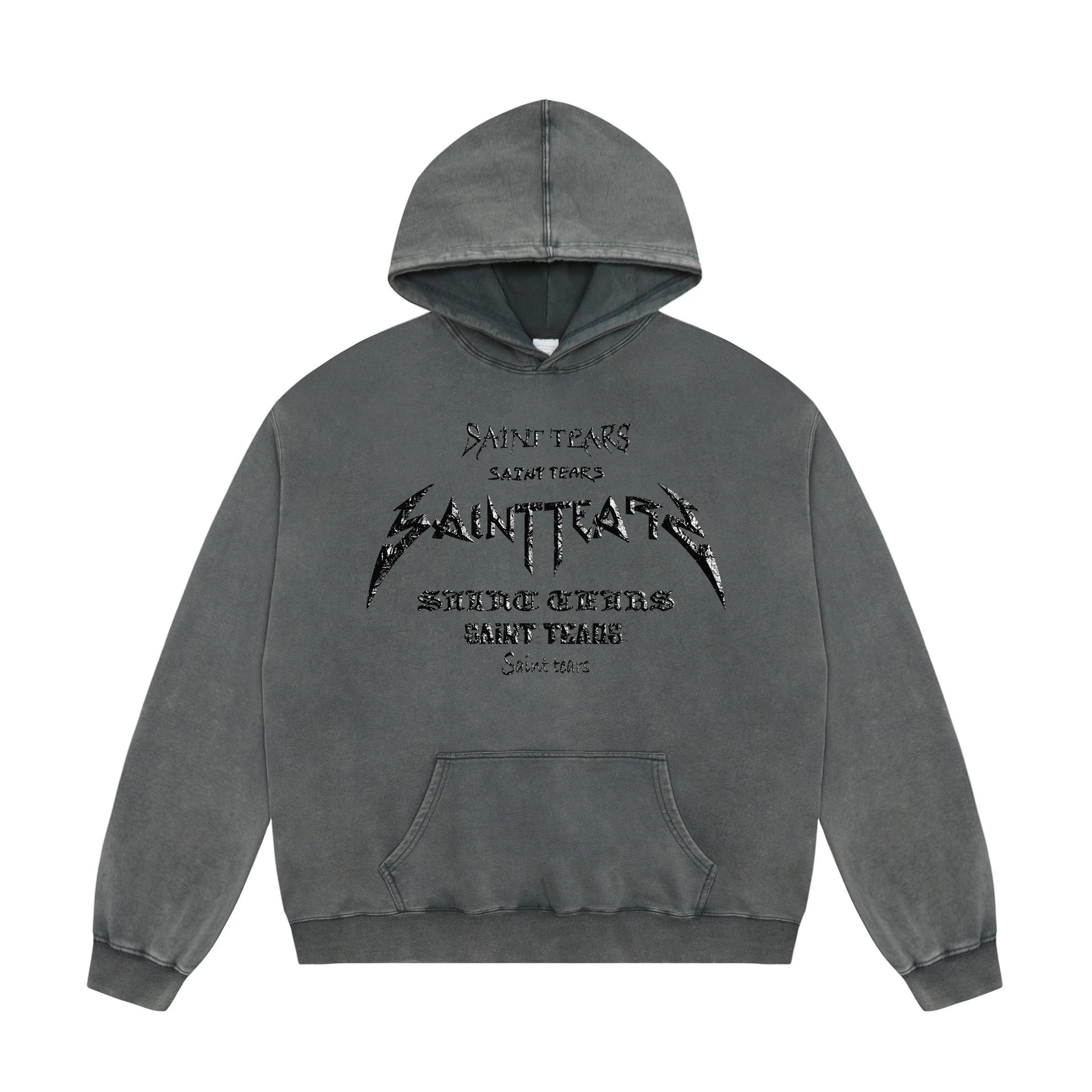Unbranded Hoodies & Sweatshirts Washed Graphic Print Pullover Hoodie — 157 Washed gray