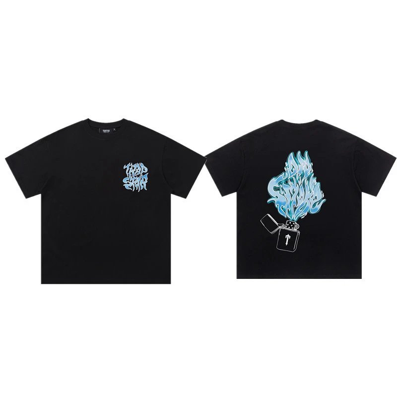 Trapstar T-Shirts Graphic Logo Print — 684 Black and blue
