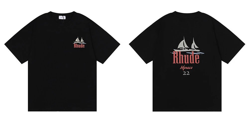 Rhude T-Shirts Graphic Print — 5022 black