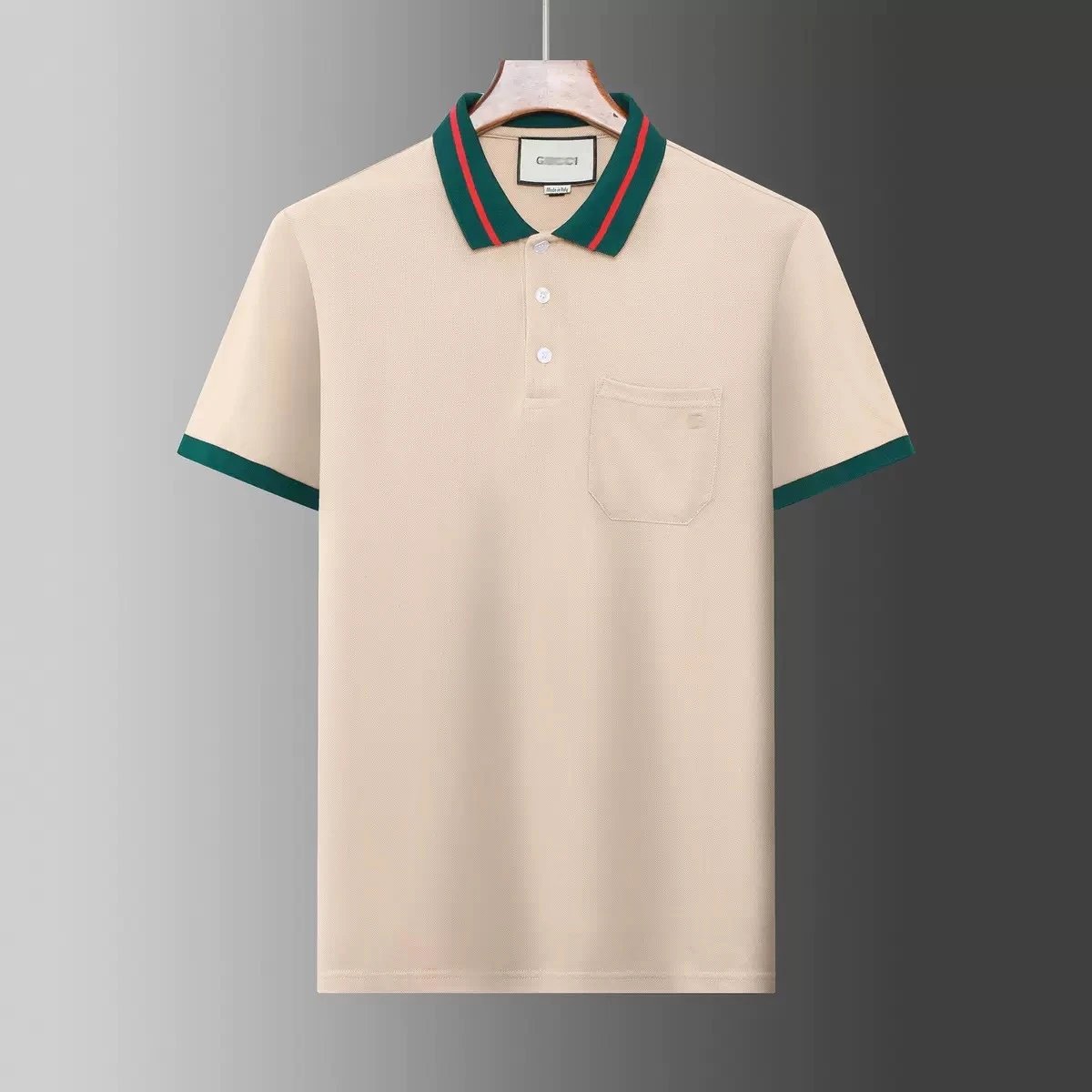 Gucci T-Shirts Short-Sleeve Polo Shirt with Contrast Striped Collar — 05