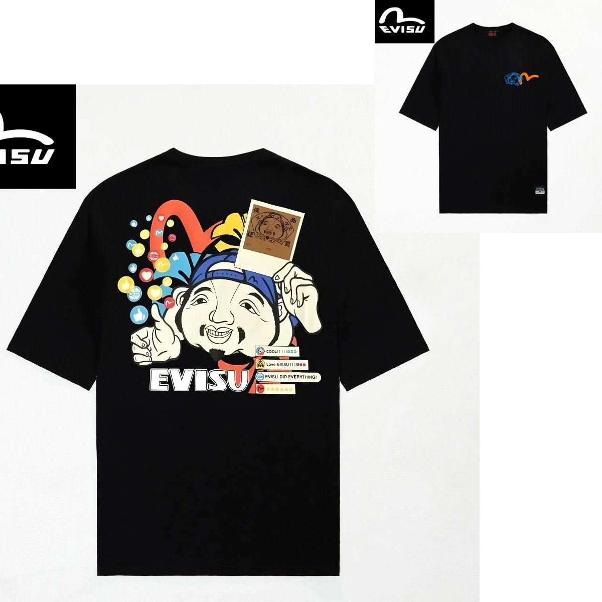 Evisu T-Shirts Short-Sleeve Graphic T-Shirt — 2087 Black