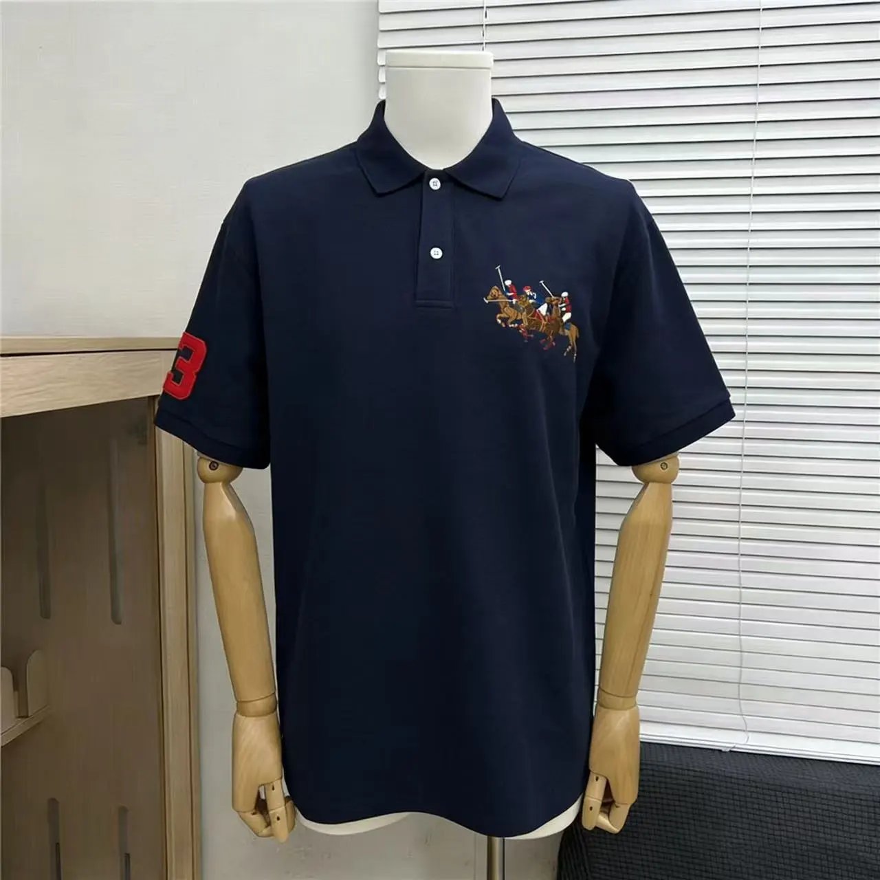 Polo Ralph Lauren Shirts Short-Sleeve Embroidered Pony Shirt — colored horse navy blue 004