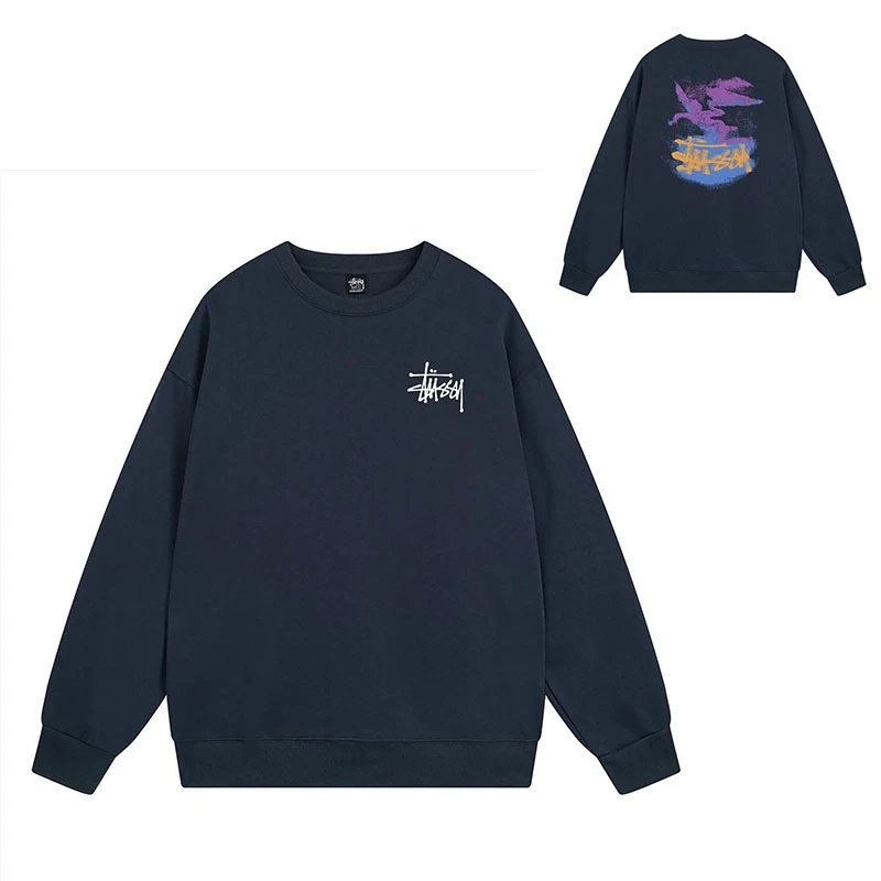 Stüssy Hoodies & Sweatshirts Crewneck Graphic Sweatshirt — 102 Navy