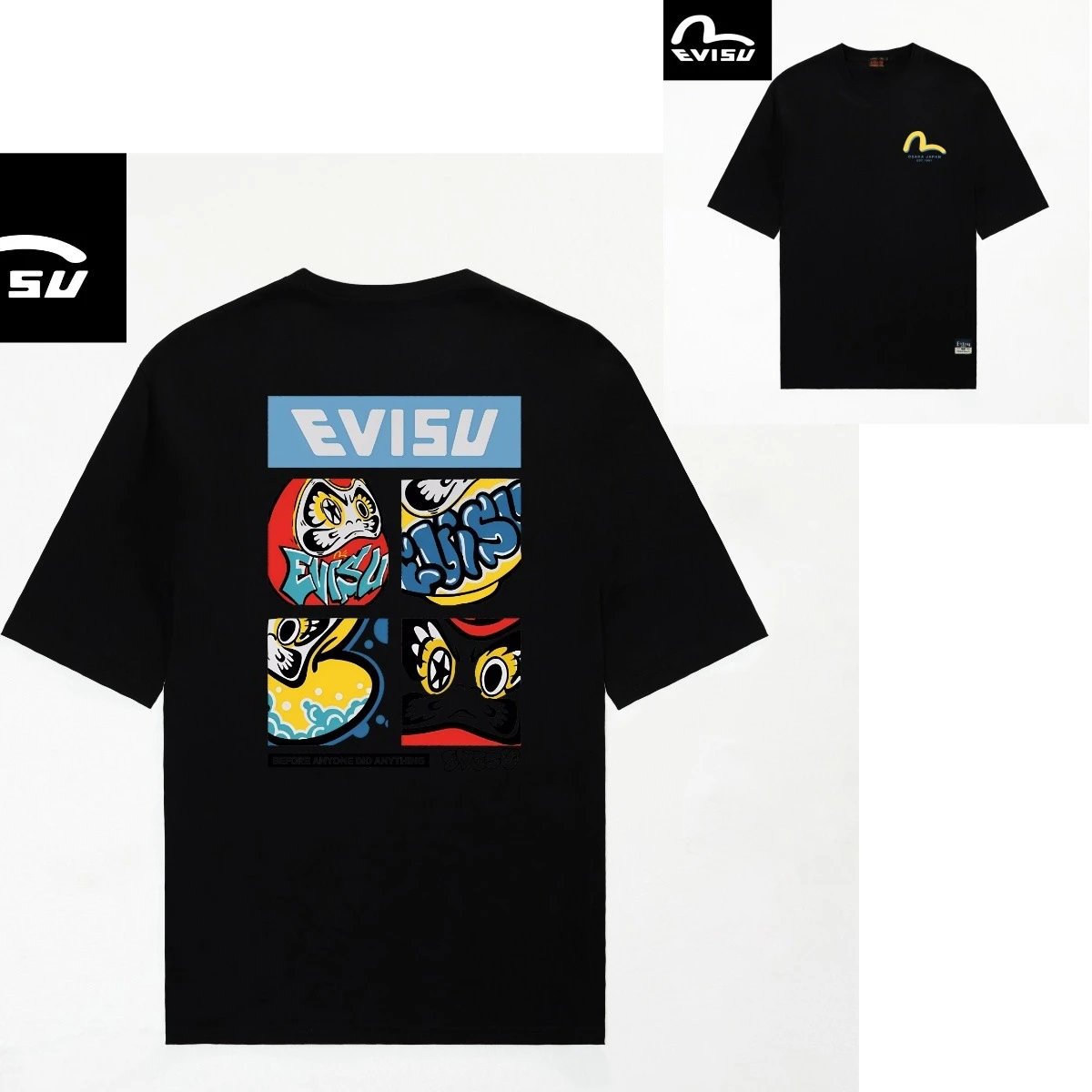 Evisu T-Shirts Short-Sleeve Graphic T-Shirt — 2090 black