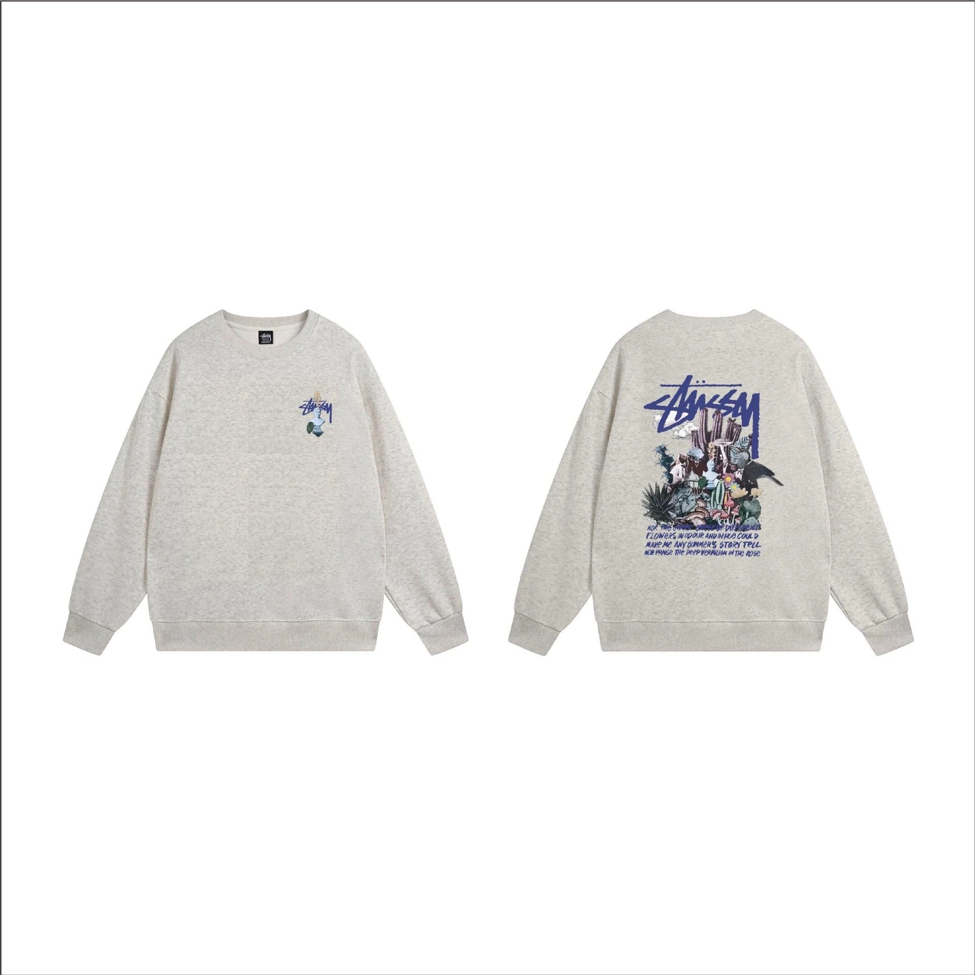 Stüssy Hoodies & Sweatshirts Crewneck Graphic Sweatshirt — 104 Heather Gray