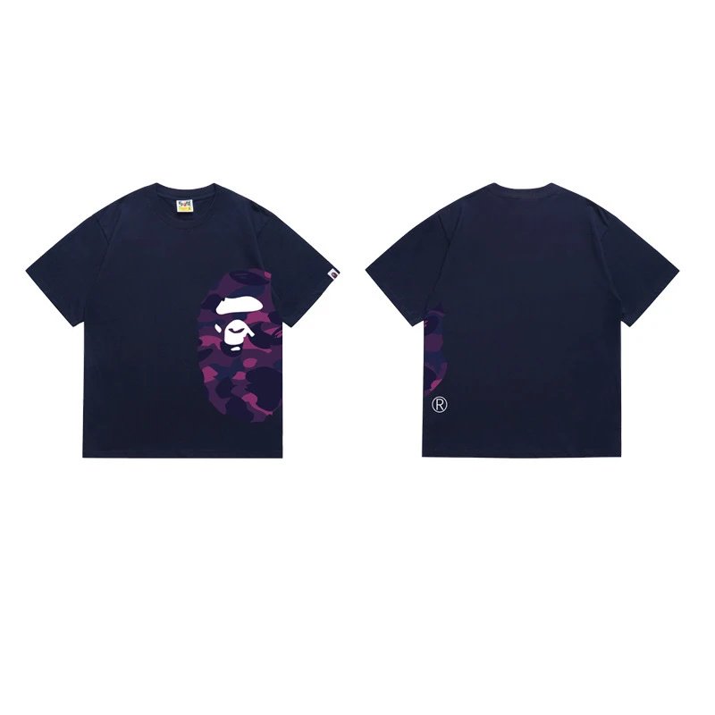 BAPE T-Shirts Side Ape Head Camouflage Print — 1325 Dark blue