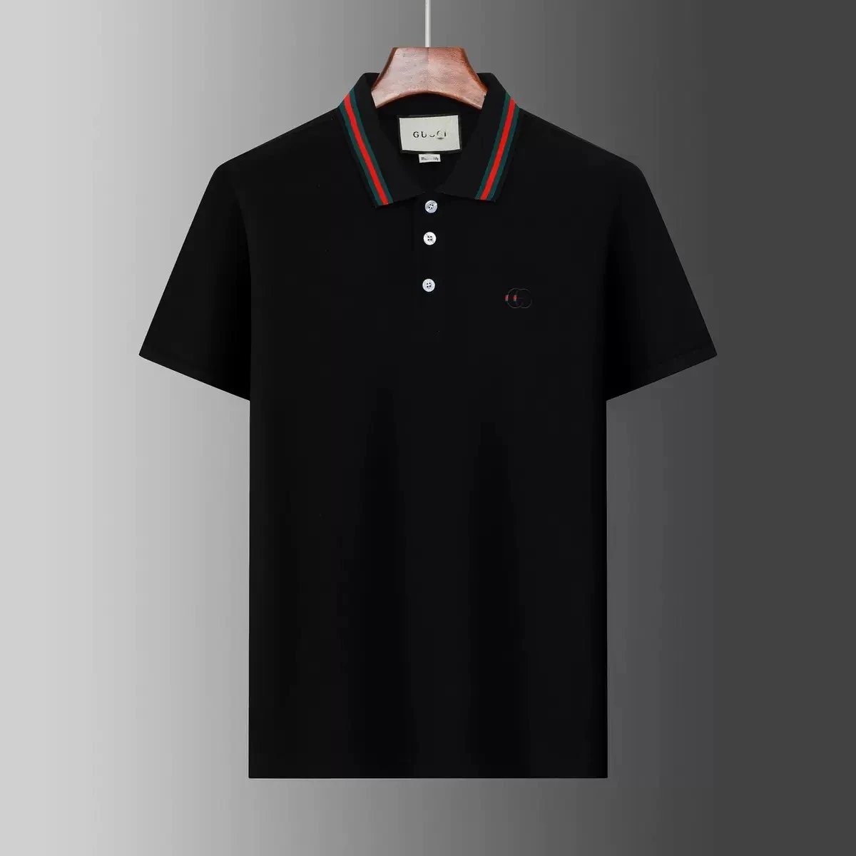 Gucci T-Shirts Short-Sleeve Polo Shirt with Contrast Striped Collar — 10