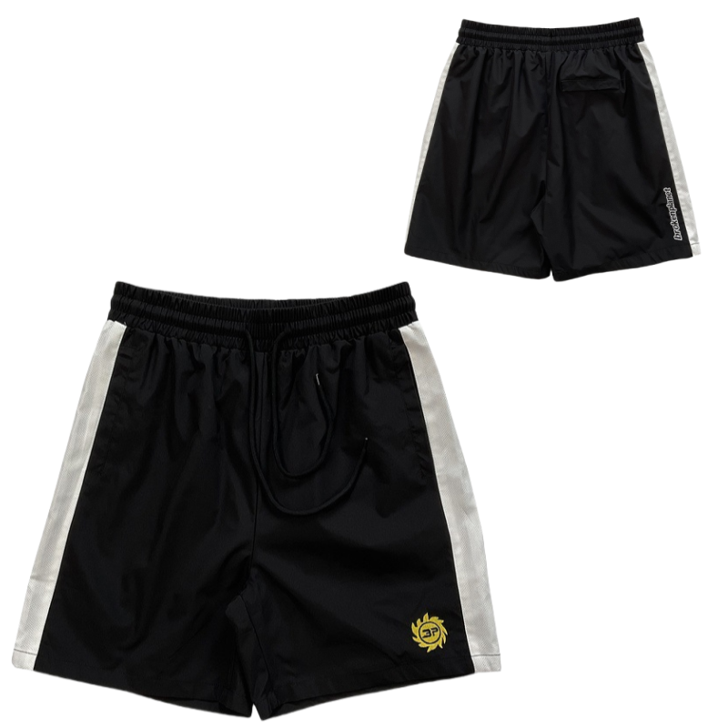Broken Planet Shorts Drawstring athletic with contrast side panels — A 7 Black
