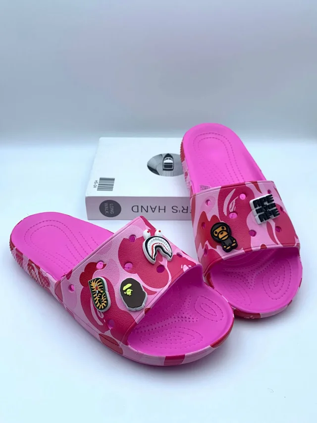 BAPE Slippers Camouflage Slide Sandals with Graphic Charms product detail image 2