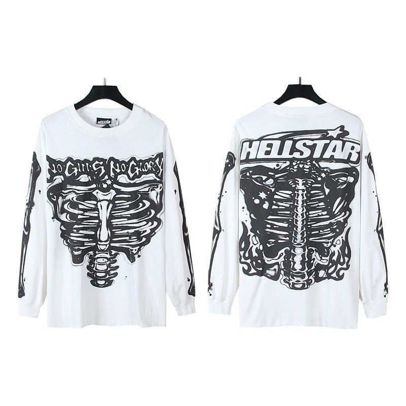 Hellstar T-Shirts Graphic Print Long-Sleeve T-Shirt — 562 white