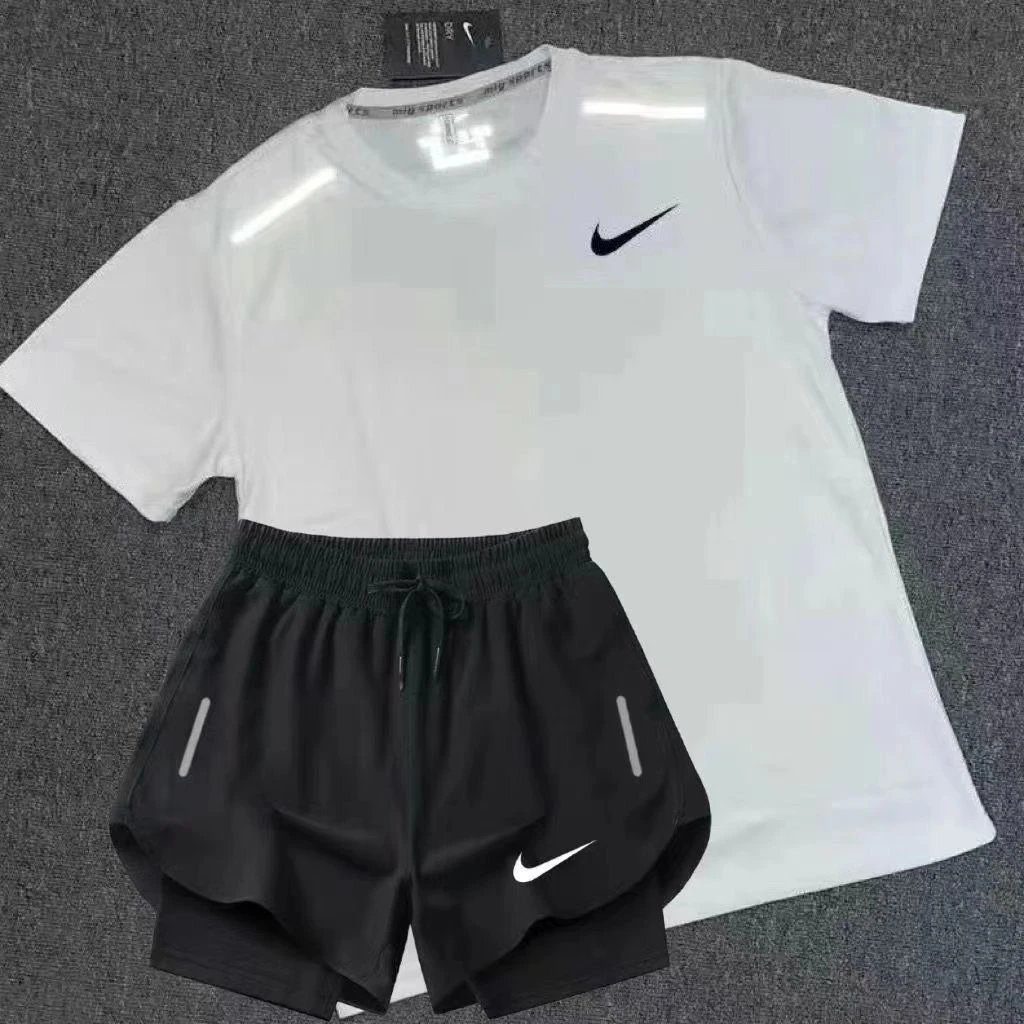White Reflective Single Swoosh Top + Lined Single Swoosh 5-Inch Shorts