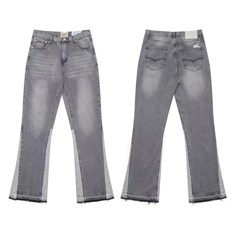 Unbranded Jeans Wide-leg distressed patchwork — 639 gray