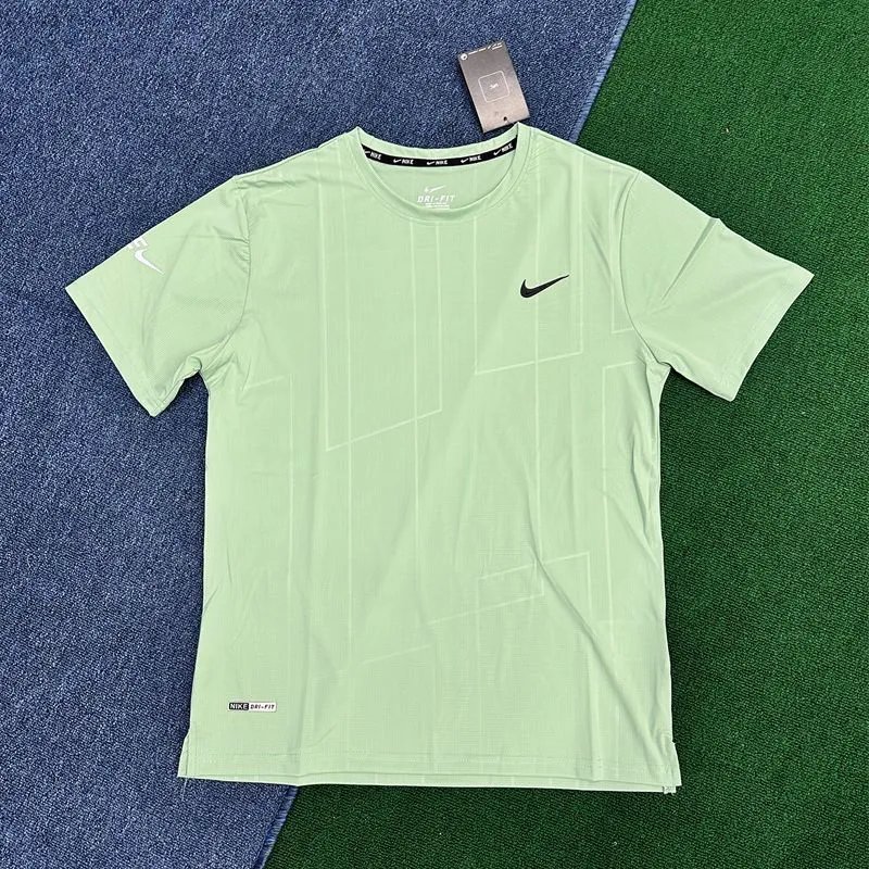 Nike T-Shirts Short-Sleeve Ankle Skeleton Graphic T-Shirt — Vertical-striped green short-sleeve shirt